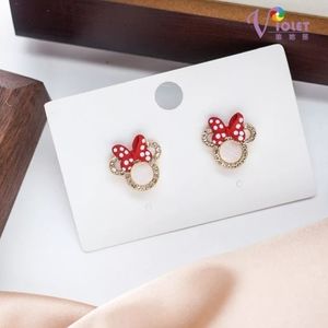 Mickey Mouse Gold and Red Bow Earrings